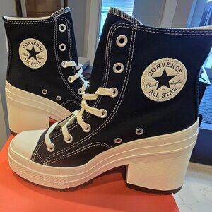 Converse Chuck 70 De Luxe Heel Hi Platform Shoes Women's 9 Black White NEW
